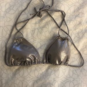 METALLIC SILVER BIKINI TOP- VS - size small